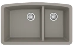Karran 33" Undermount Quartz Composite Kitchen Sink, 60/40 Double Bowl, Concrete, QU-711-CN