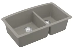 Karran 33" Undermount Quartz Composite Kitchen Sink, 60/40 Double Bowl, Concrete, QU-711-CN