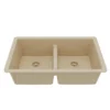 Karran 32" Undermount Quartz Composite Kitchen Sink, 50/50 Double Bowl, Bisque, QU-810-BI