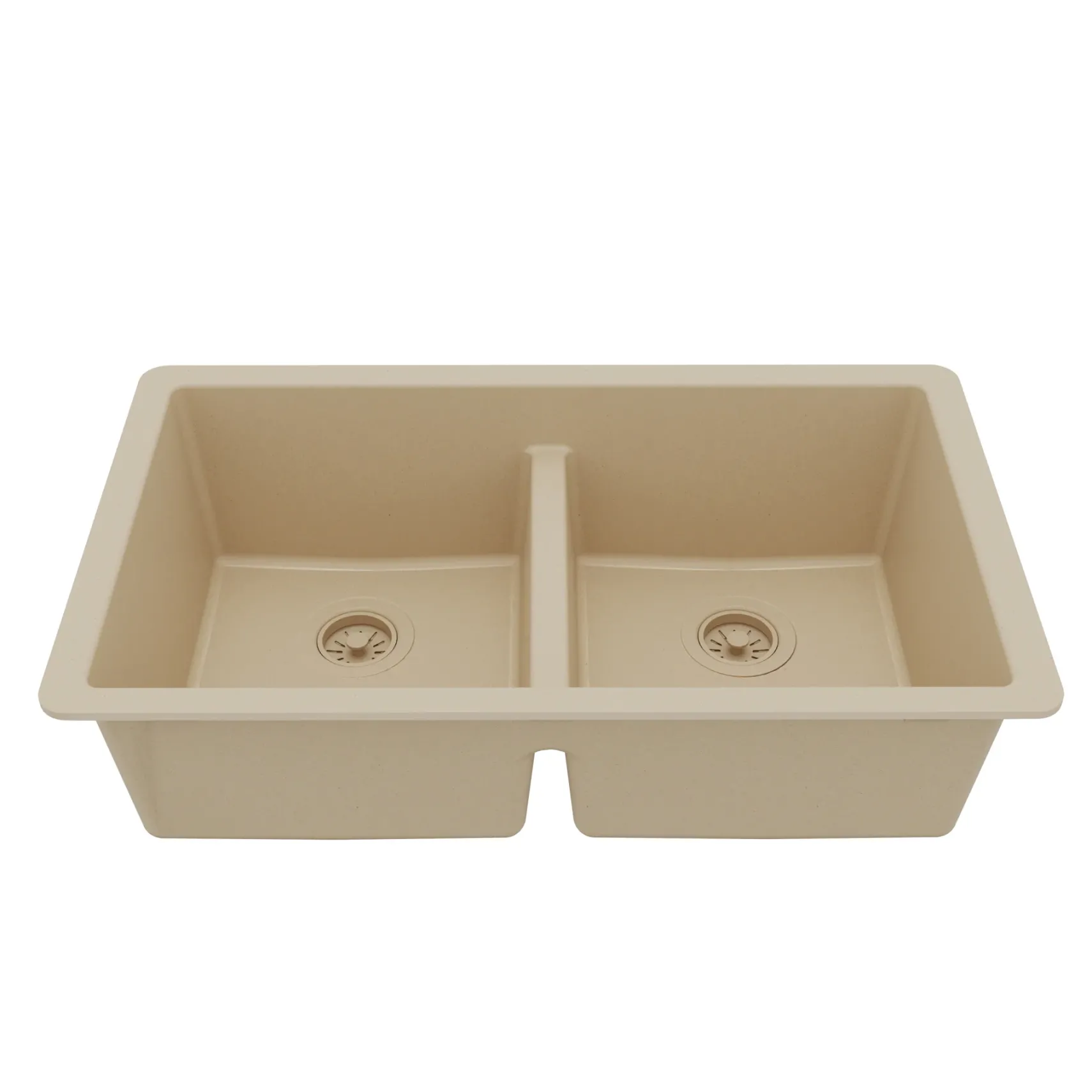 Karran 32" Undermount Quartz Composite Kitchen Sink, 50/50 Double Bowl, Bisque, QU-810-BI