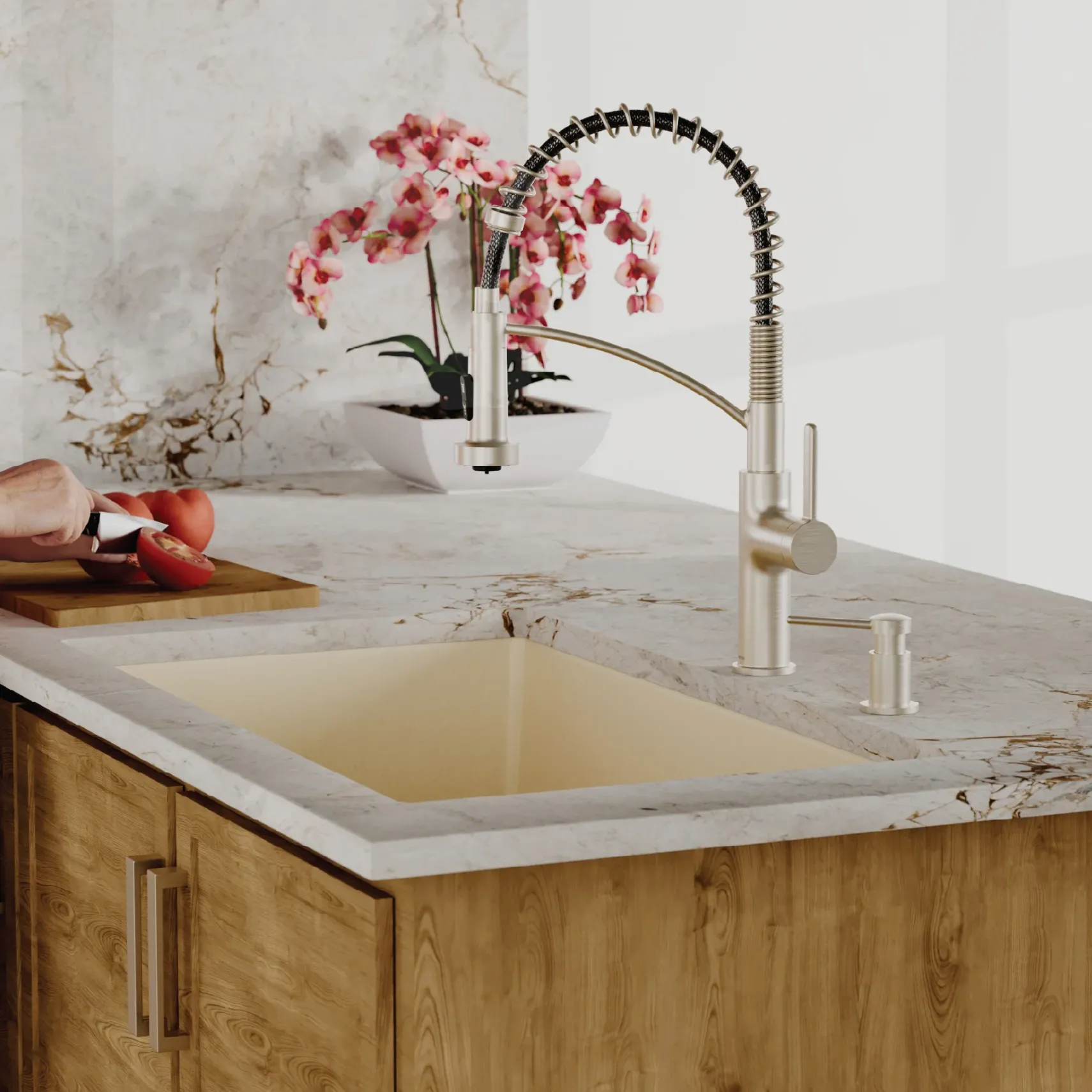 Karran 32" Undermount Quartz Composite Kitchen Sink, 50/50 Double Bowl, Bisque, QU-810-BI