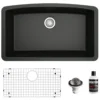 Karran 32" Undermount Quartz Composite Kitchen Sink, Black, QU-712-BL-PK1