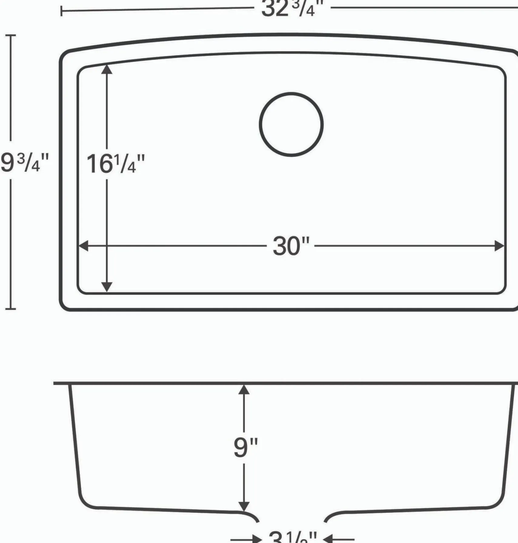 Karran 32" Undermount Quartz Composite Kitchen Sink, Black, QU-712-BL-PK1