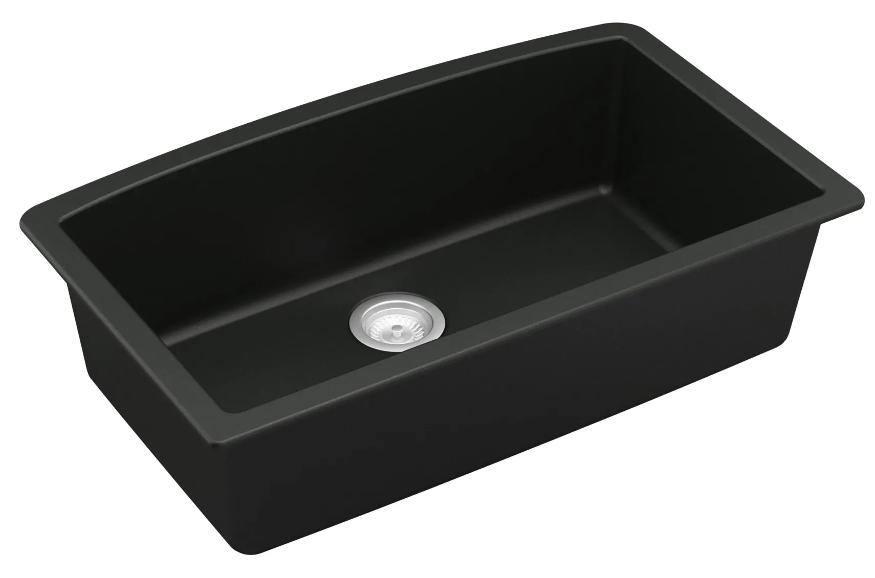 Karran 32" Undermount Quartz Composite Kitchen Sink, Black, QU-712-BL-PK1