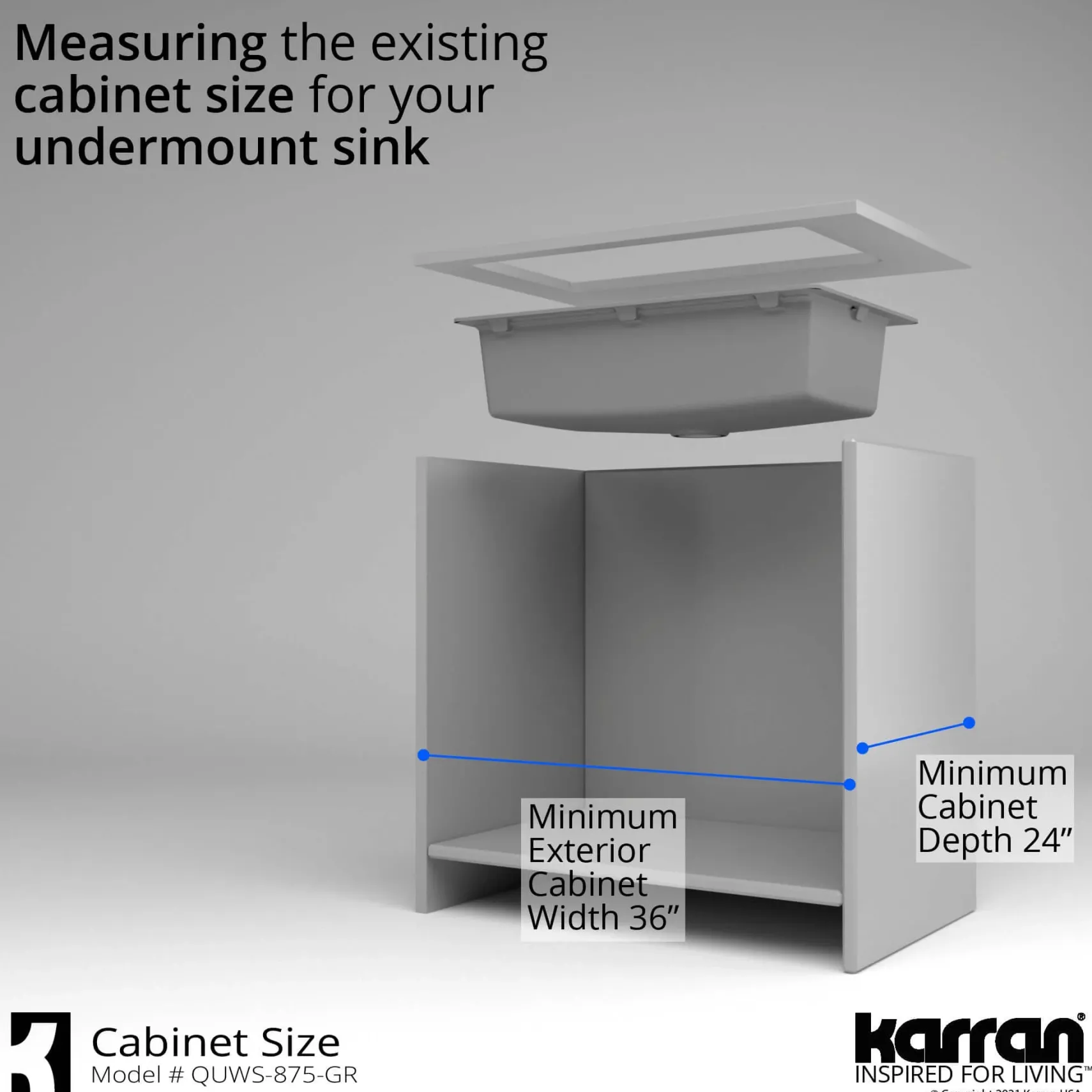 Karran 33" Undermount Quartz Composite Workstation Kitchen Sink with Accessories, Grey, QUWS-875-GR