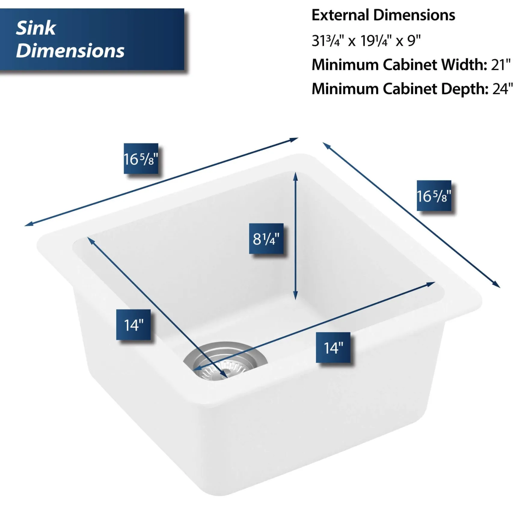 Karran 17" Undermount Quartz Composite Kitchen Sink, White, QU-690-WH