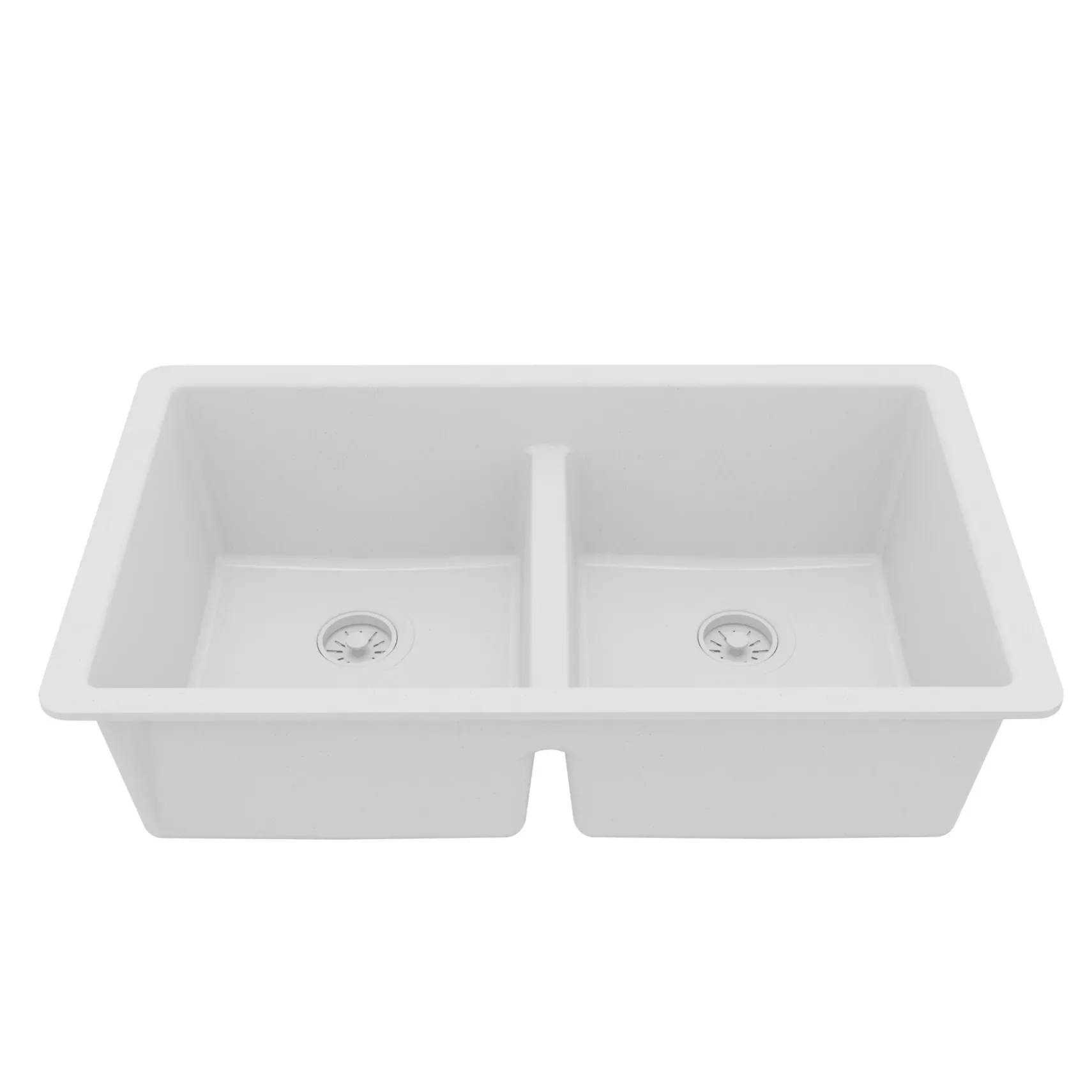 Karran 32" Undermount Quartz Composite Kitchen Sink, 50/50 Double Bowl, White, QU-810-WH