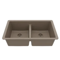 Karran 32" Undermount Quartz Composite Kitchen Sink, 50/50 Double Bowl, Concrete, QU-810-CN