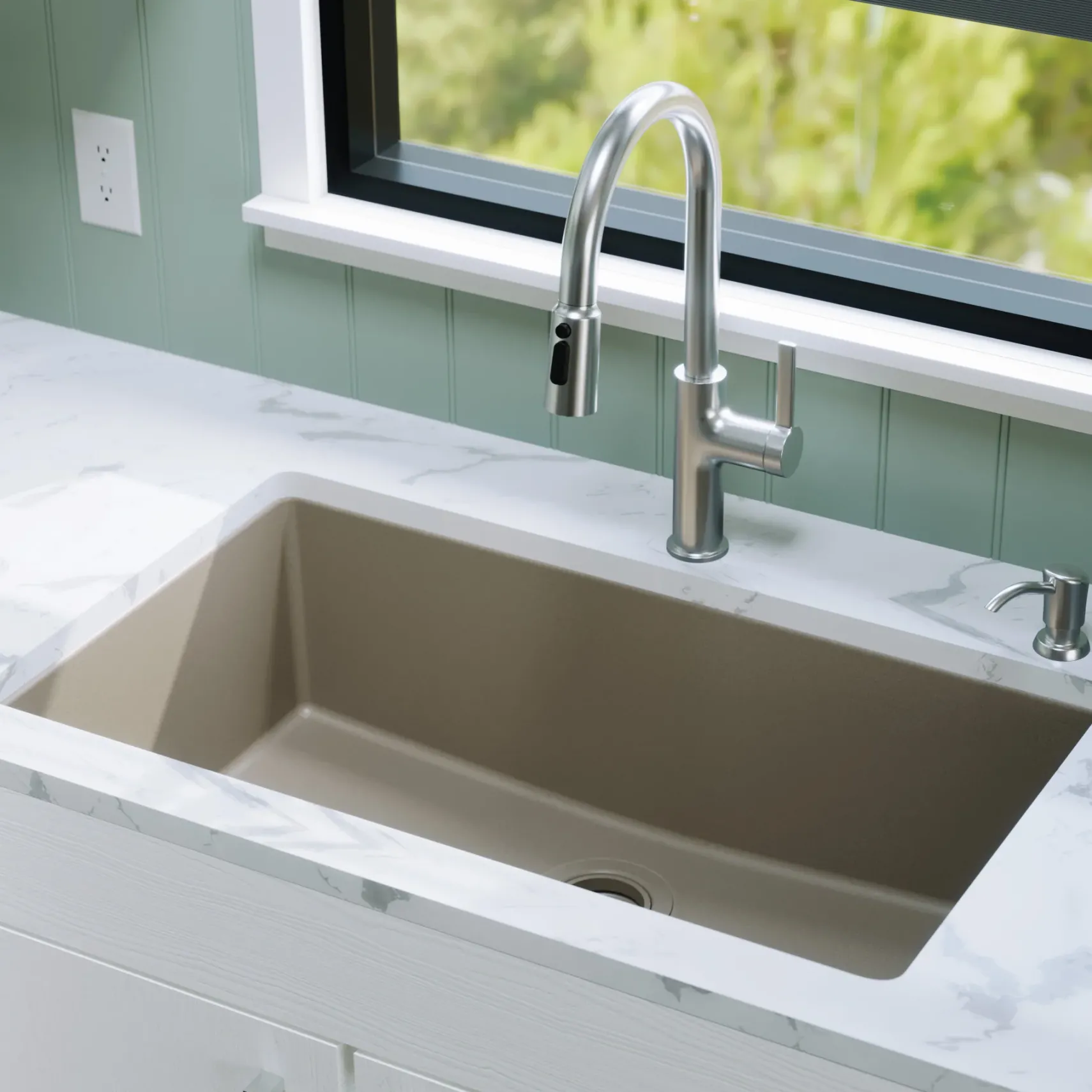 Karran 32" Undermount Quartz Composite Kitchen Sink, Concrete, QU-812-CN
