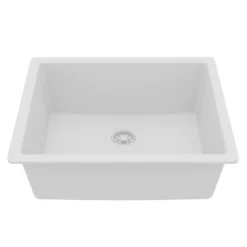 Karran 24" Undermount Quartz Composite Kitchen Sink, White, QU-820-WH