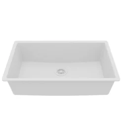 Karran 32" Undermount Quartz Composite Kitchen Sink, White, QU-812-WH