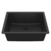 Karran 24" Undermount Quartz Composite Kitchen Sink, Black, QU-820-BL