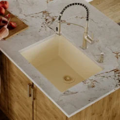 Karran 24" Undermount Quartz Composite Kitchen Sink, Bisque, QU-820-BI