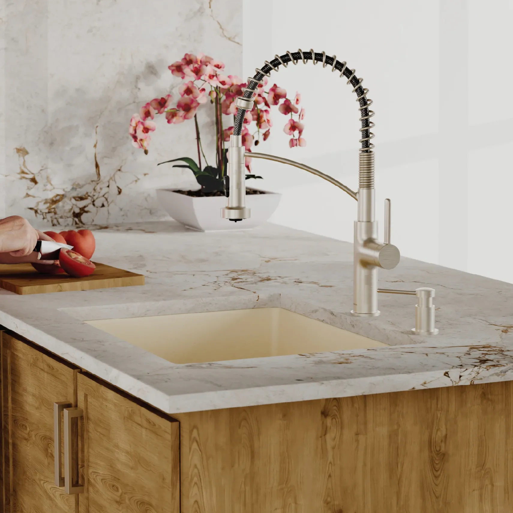 Karran 24" Undermount Quartz Composite Kitchen Sink, Bisque, QU-820-BI