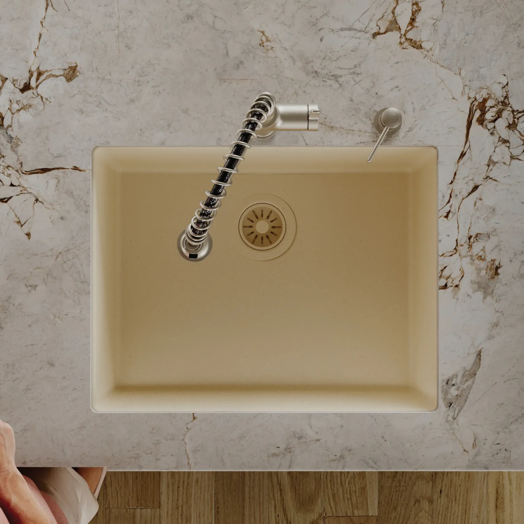 Karran 24" Undermount Quartz Composite Kitchen Sink, Bisque, QU-820-BI