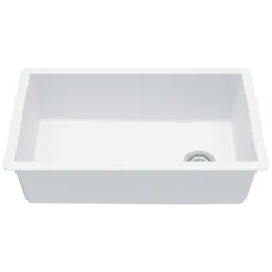 Karran 32" Undermount Quartz Composite Kitchen Sink, White, QU-670-WH