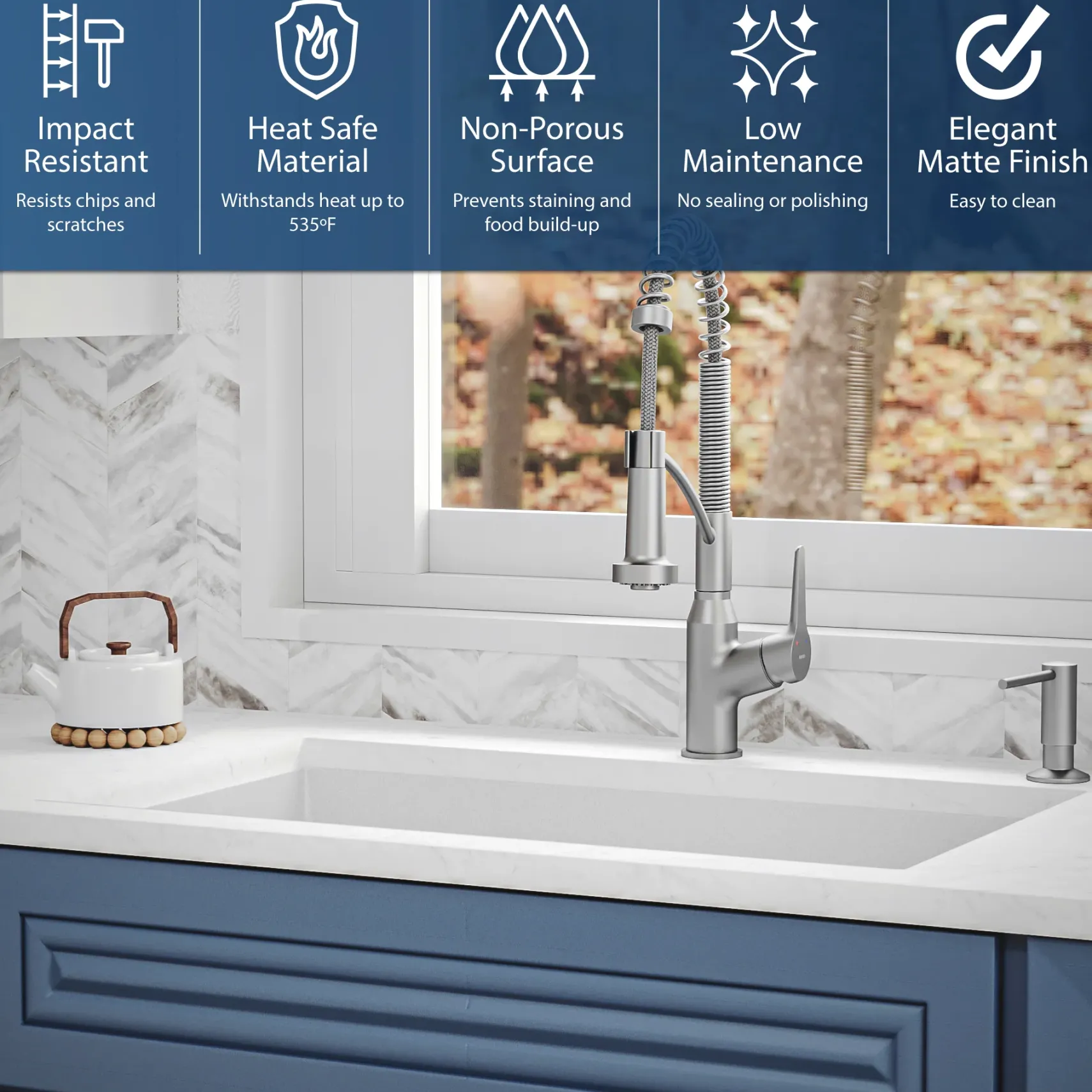 Karran 32" Undermount Quartz Composite Kitchen Sink, White, QU-670-WH