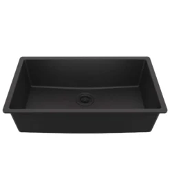 Karran 32" Undermount Quartz Composite Kitchen Sink, Black, QU-812-BL
