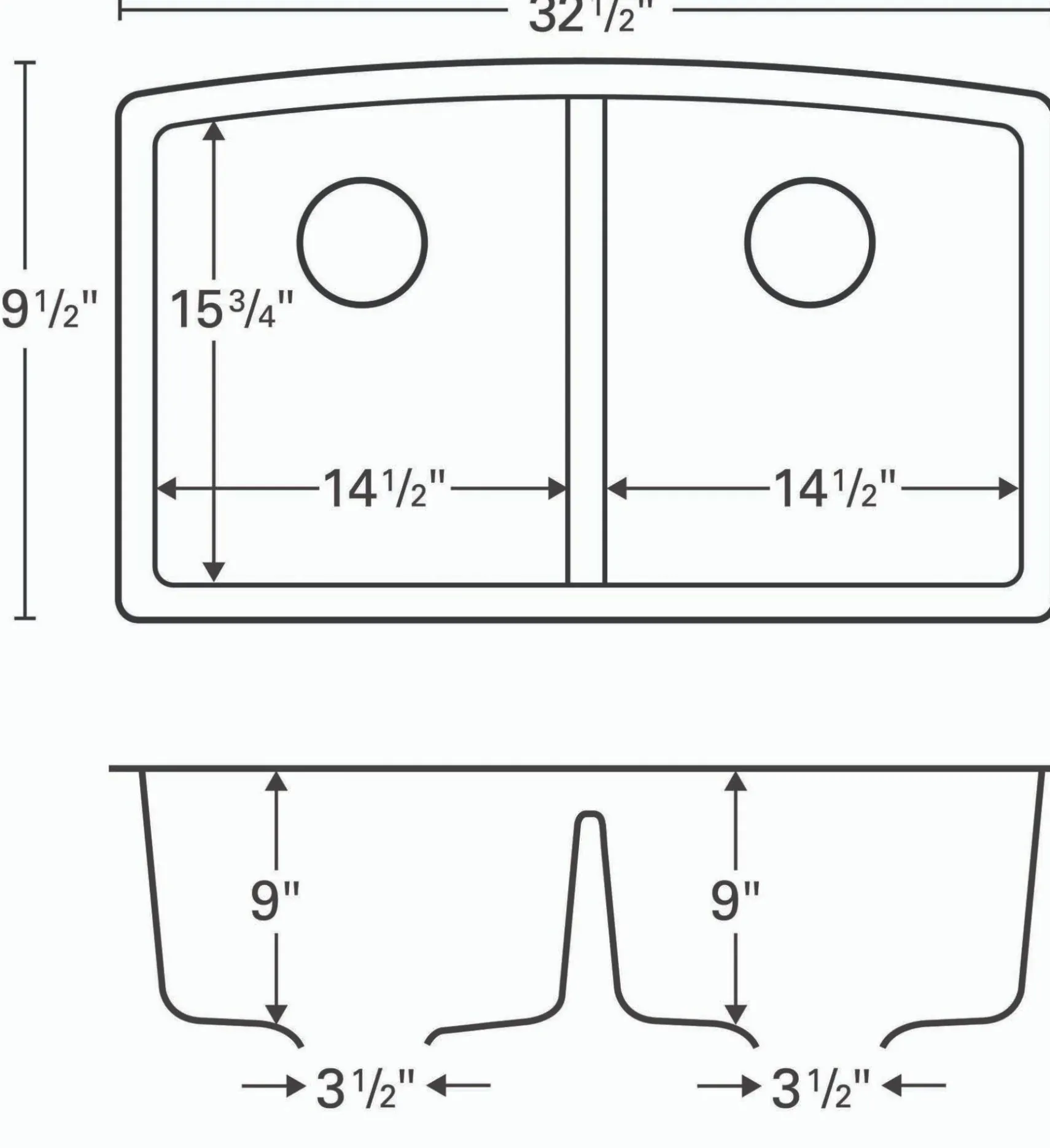 Karran 33" Undermount Quartz Composite Kitchen Sink, 50/50 Double Bowl, Black, QU-710-BL-PK1