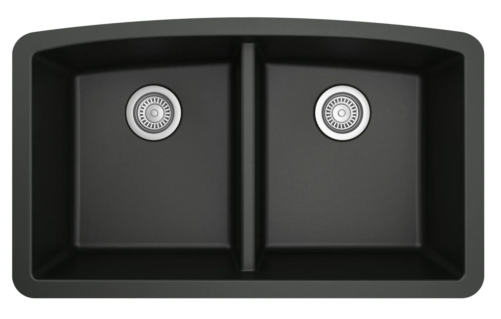 Karran 33" Undermount Quartz Composite Kitchen Sink, 50/50 Double Bowl, Black, QU-710-BL-PK1