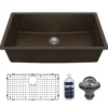 Karran 32" Undermount Quartz Composite Kitchen Sink with Accessories, Brown, QU-812-BR-PK1