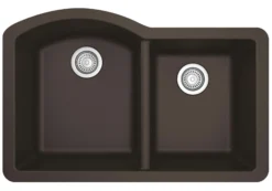 Karran 32" Undermount Quartz Composite Kitchen Sink, 60/40 Double Bowl, Brown, QU-610-BR-PK1