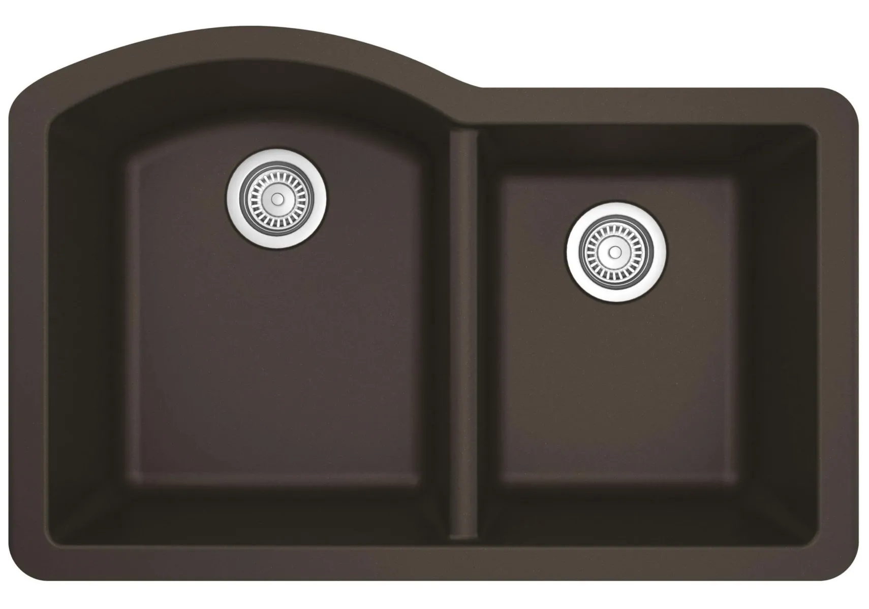 Karran 32" Undermount Quartz Composite Kitchen Sink, 60/40 Double Bowl, Brown, QU-610-BR-PK1