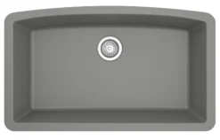 Karran 33" Undermount Quartz Composite Kitchen Sink, Grey, QU-712-GR