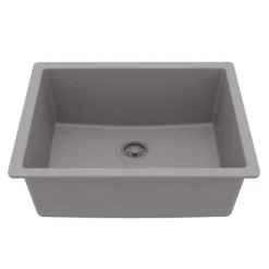 Karran 24" Undermount Quartz Composite Kitchen Sink, Grey, QU-820-GR