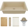 Karran 32" Undermount Quartz Composite Workstation Kitchen Sink, Bisque, QUWS-875-BI-PK2