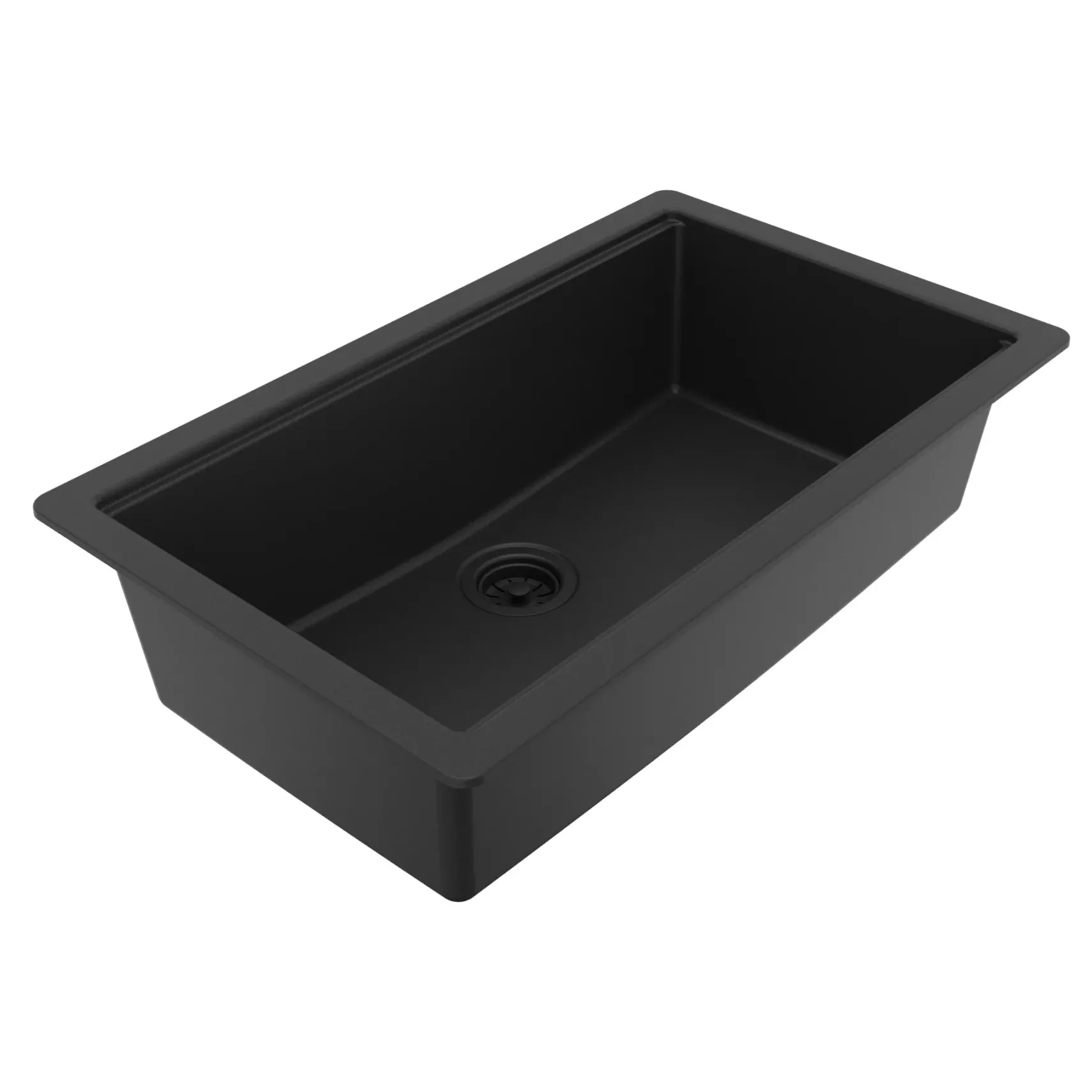 Karran 32" Undermount Quartz Composite Workstation Kitchen Sink, Black, QUWS-875-BL-PK2