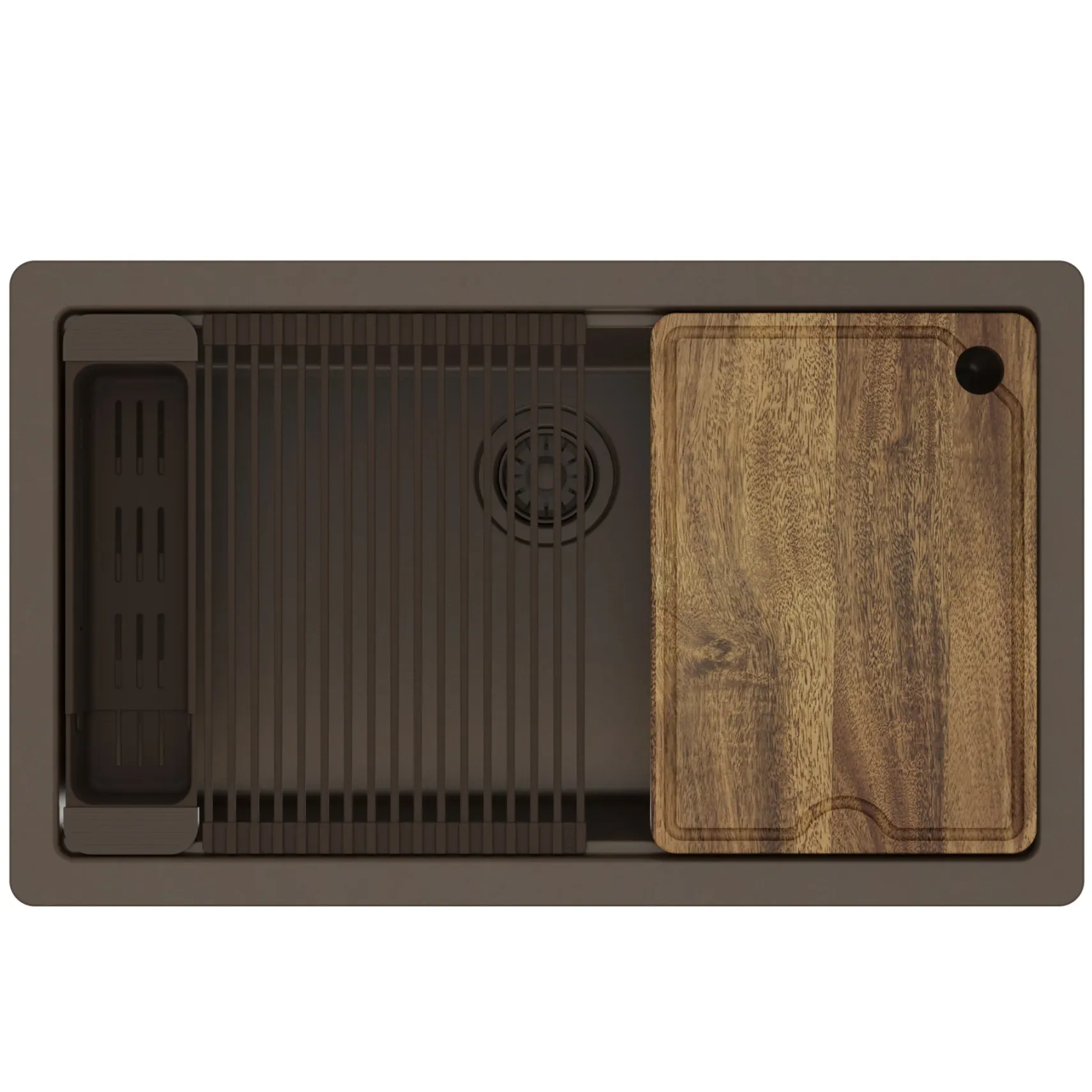 Karran 32" Undermount Quartz Composite Workstation Kitchen Sink, Brown, QUWS-875-BR-PK2