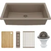 Karran 32" Undermount Quartz Composite Workstation Kitchen Sink, Concrete, QUWS-875-CN-PK2