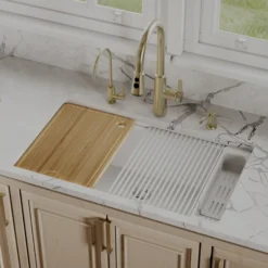 Karran 32" Undermount Quartz Composite Workstation Kitchen Sink, White, QUWS-875-WH-PK2