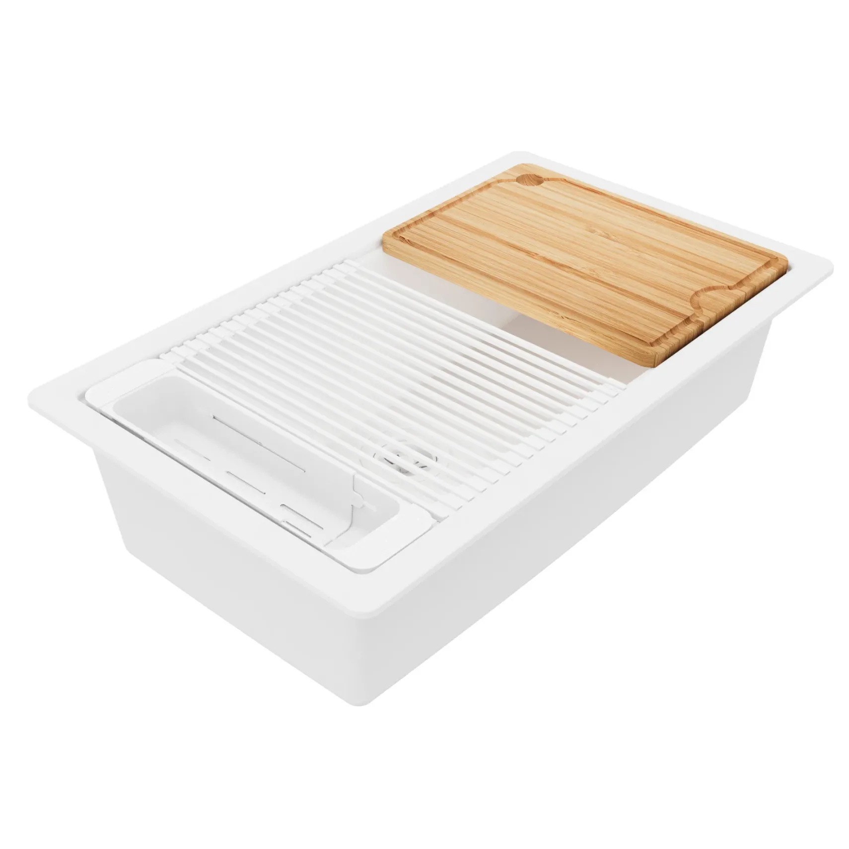 Karran 32" Undermount Quartz Composite Workstation Kitchen Sink, White, QUWS-875-WH-PK2