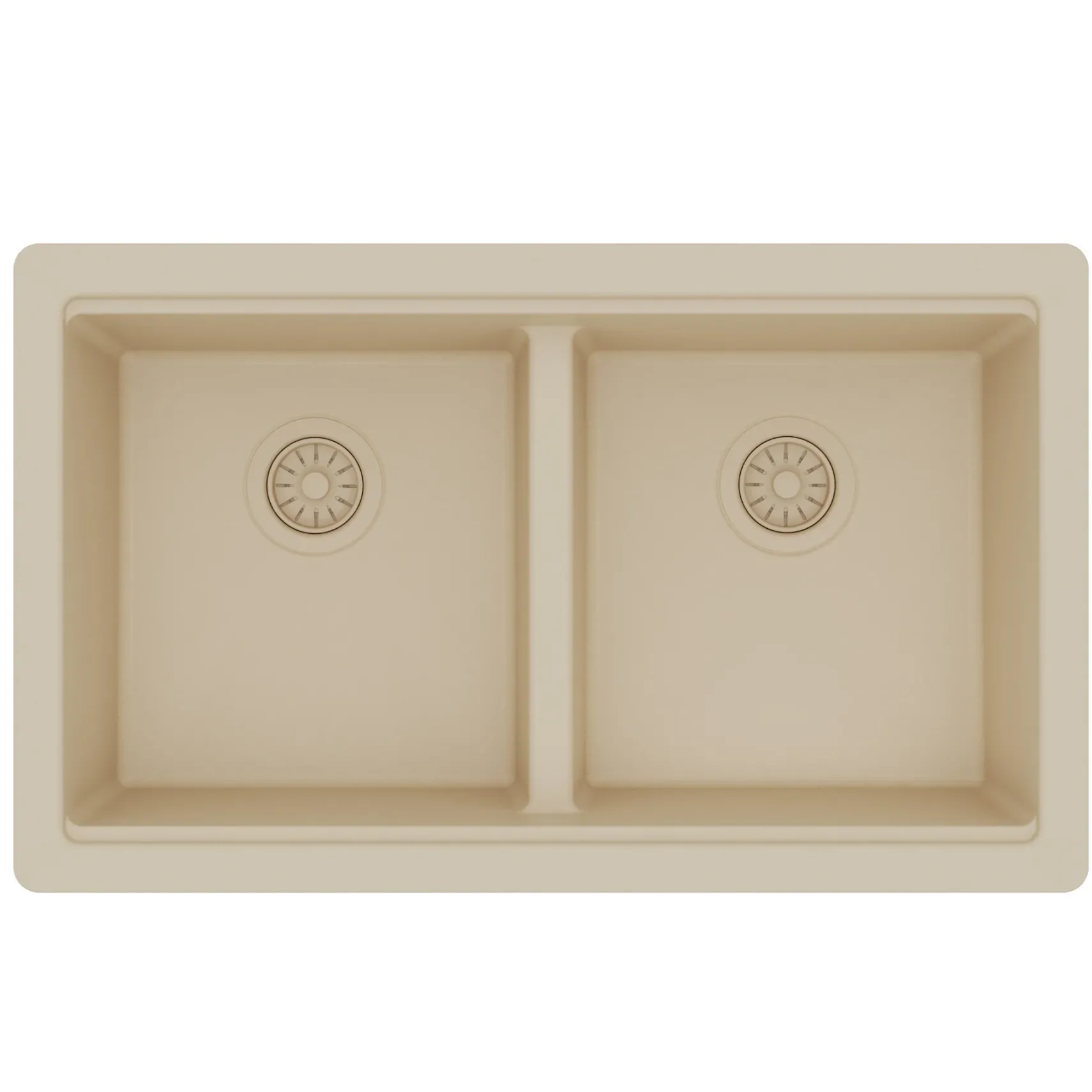 Karran 32" Undermount Quartz Composite Workstation Kitchen Sink, 50/50 Double Bowl, Bisque, QUWS-880-BI-PK2