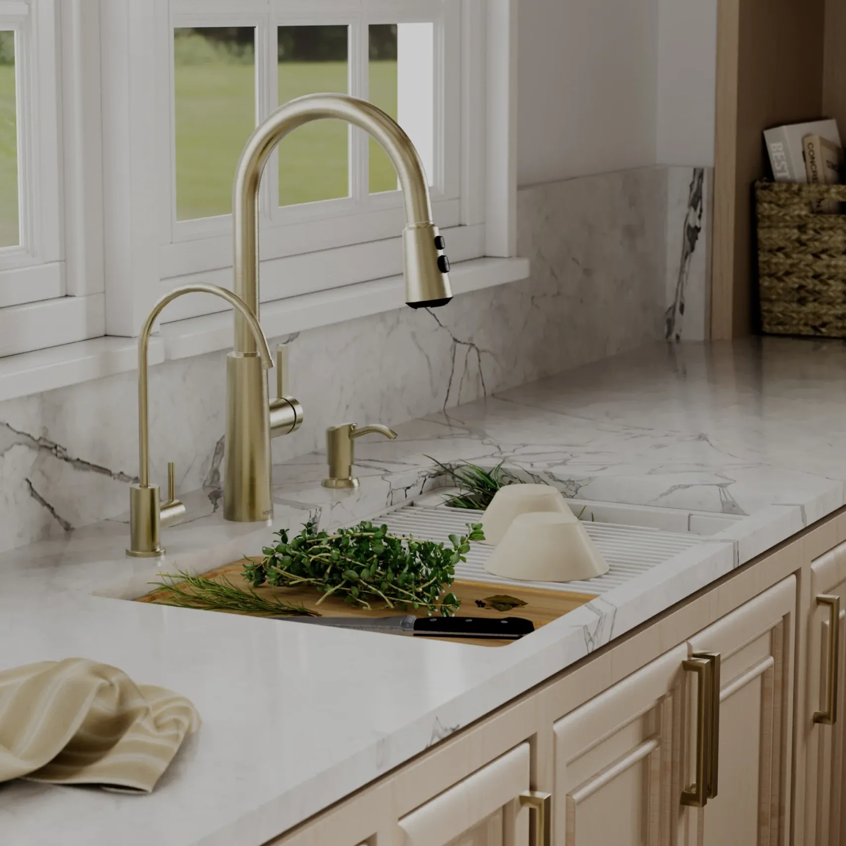 Karran 32" Undermount Quartz Composite Workstation Kitchen Sink, 50/50 Double Bowl, White, QUWS-880-WH-PK2