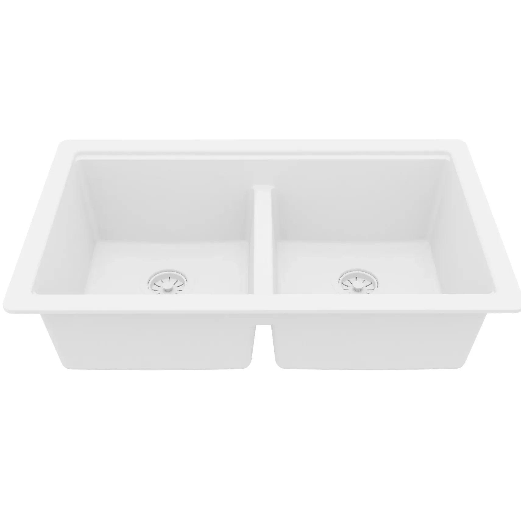 Karran 32" Undermount Quartz Composite Workstation Kitchen Sink, 50/50 Double Bowl, White, QUWS-880-WH-PK2