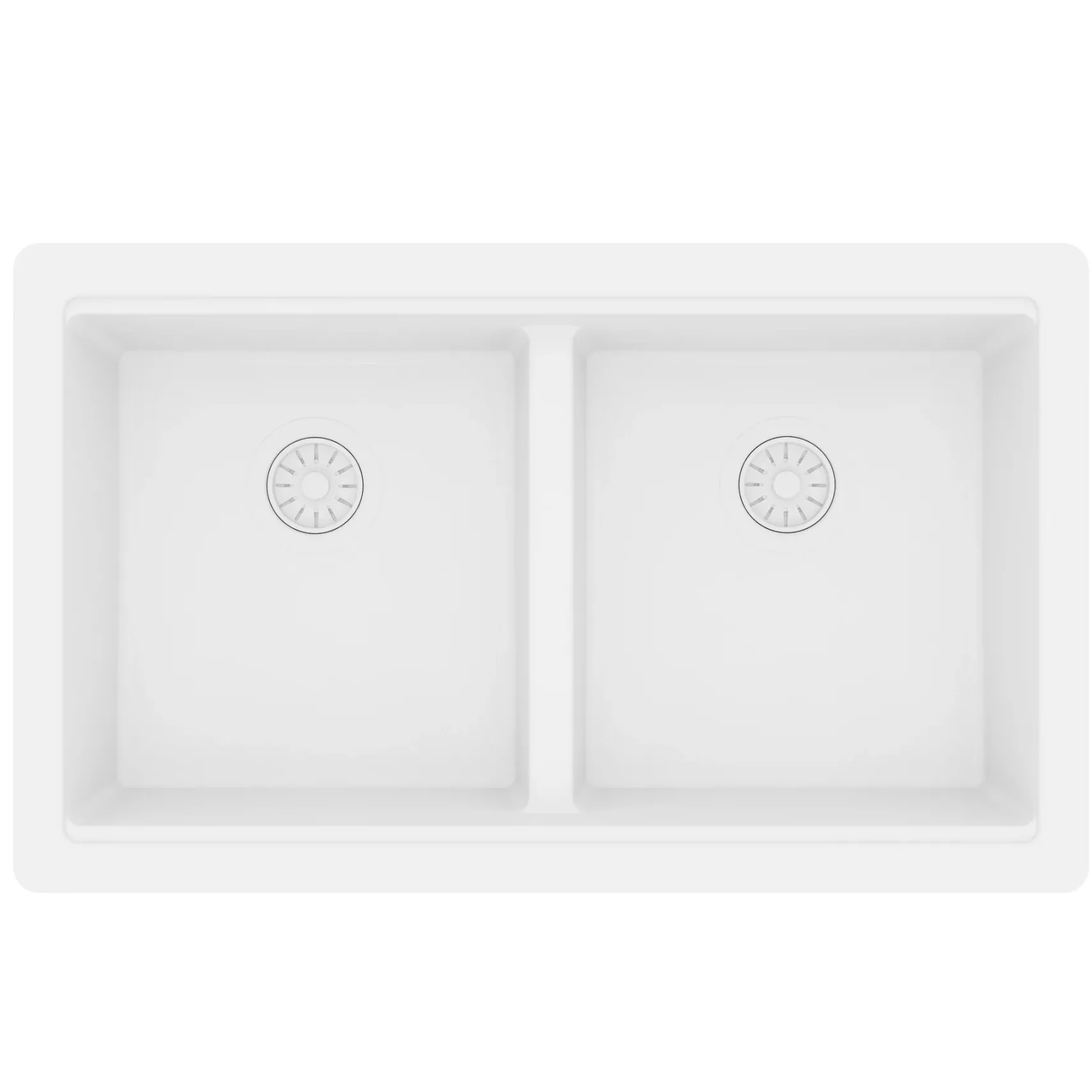 Karran 32" Undermount Quartz Composite Workstation Kitchen Sink, 50/50 Double Bowl, White, QUWS-880-WH-PK2