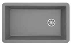 Karran 32" Undermount Quartz Composite Kitchen Sink, Grey, QU-670-GR