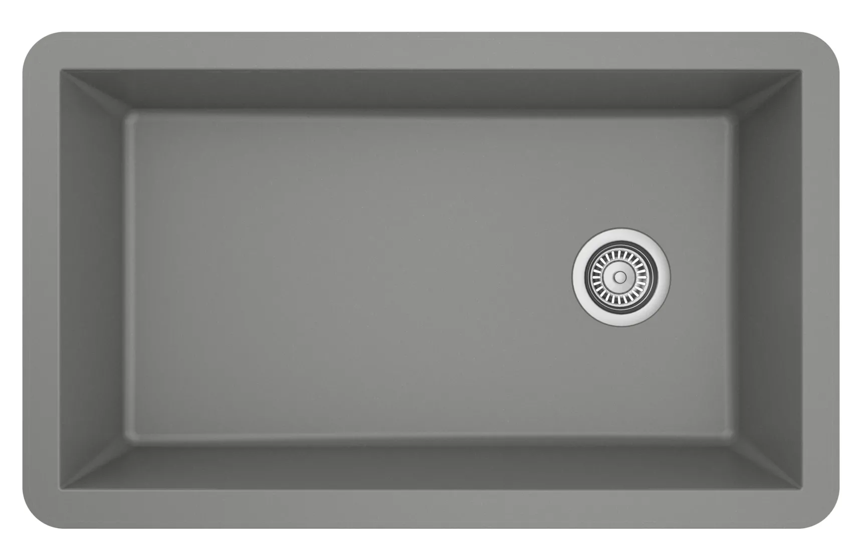 Karran 32" Undermount Quartz Composite Kitchen Sink, Grey, QU-670-GR