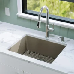 Karran 24" Undermount Quartz Composite Kitchen Sink with Accessories, Concrete, QU-820-CN-PK1