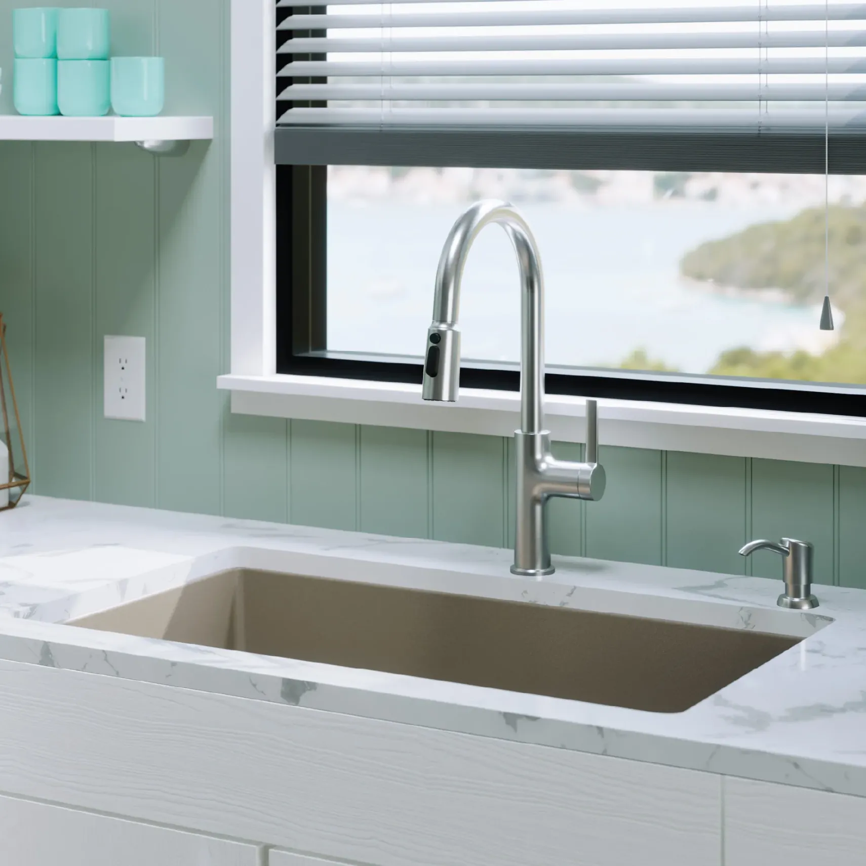 Karran 32" Undermount Quartz Composite Kitchen Sink with Accessories, Concrete, QU-812-CN-PK1