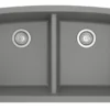 Karran 33" Undermount Quartz Composite Kitchen Sink, 50/50 Double Bowl, Grey, QU-710-GR