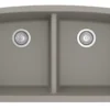 Karran 33" Undermount Quartz Composite Kitchen Sink, 50/50 Double Bowl, Concrete, QU-710-CN