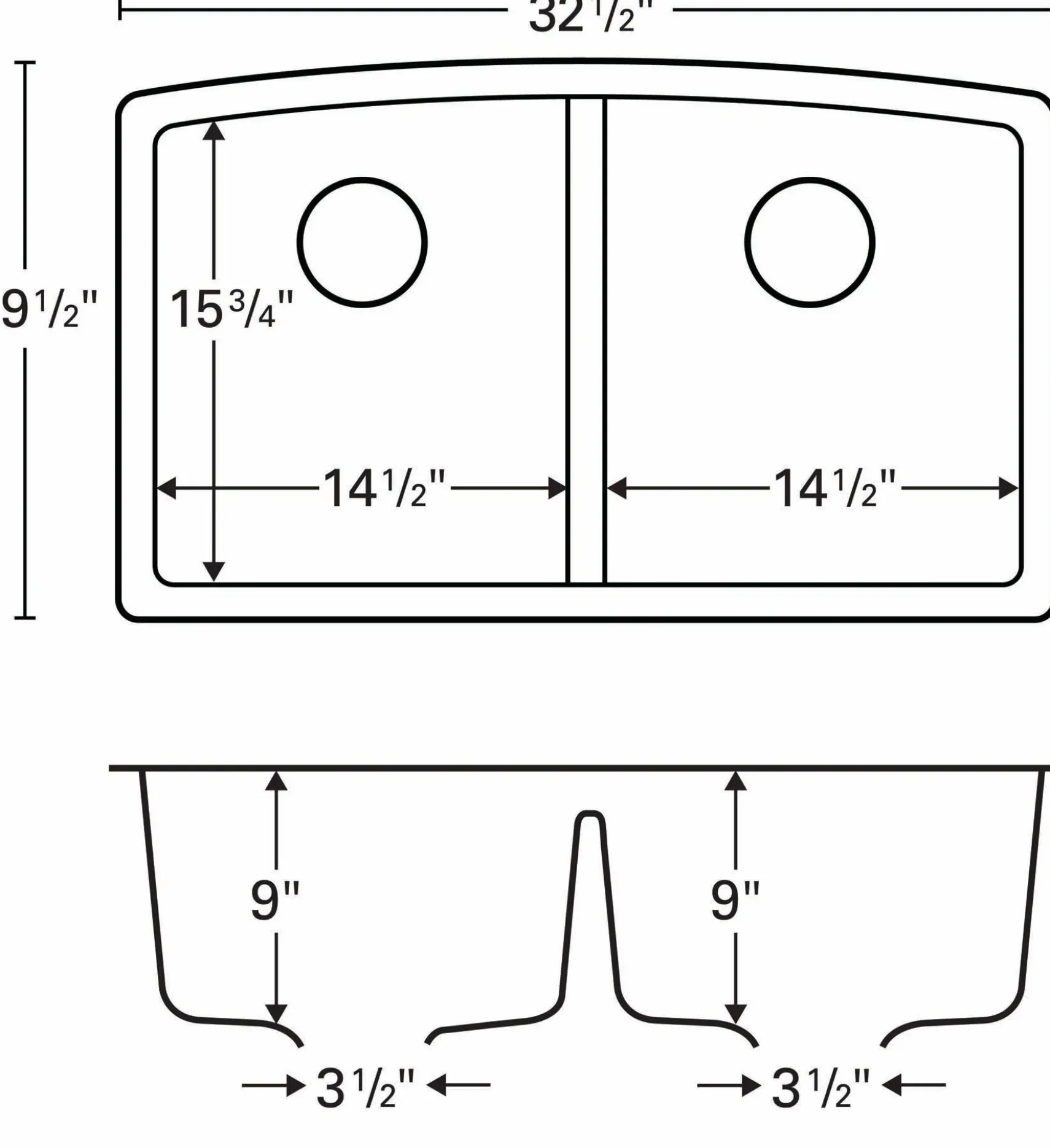 Karran 33" Undermount Quartz Composite Kitchen Sink, 50/50 Double Bowl, Concrete, QU-710-CN