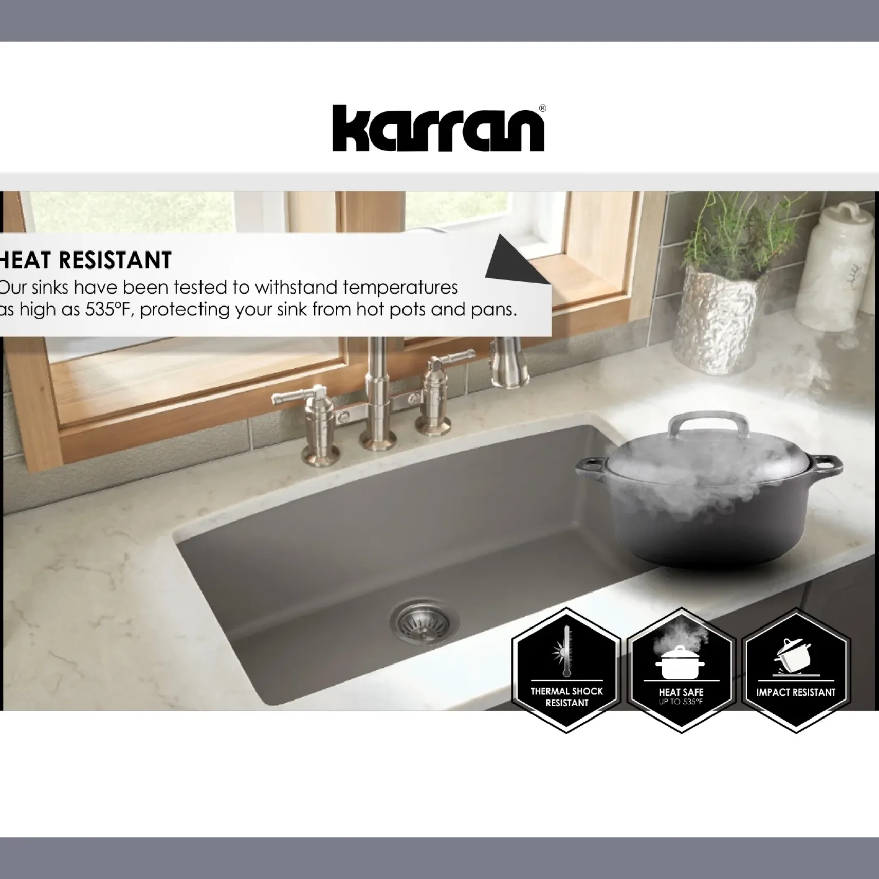 Karran 33" Undermount Quartz Composite Kitchen Sink, 50/50 Double Bowl, Concrete, QU-710-CN