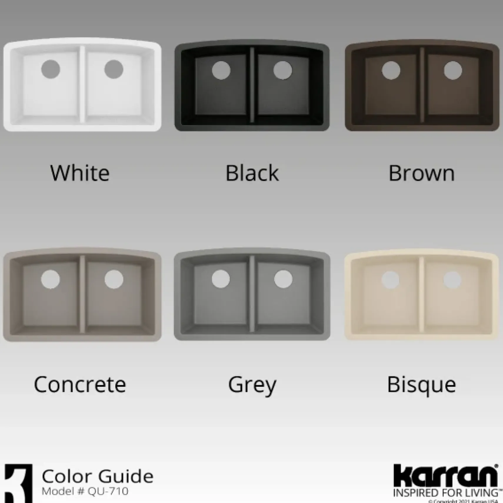 Karran 33" Undermount Quartz Composite Kitchen Sink, 50/50 Double Bowl, Concrete, QU-710-CN