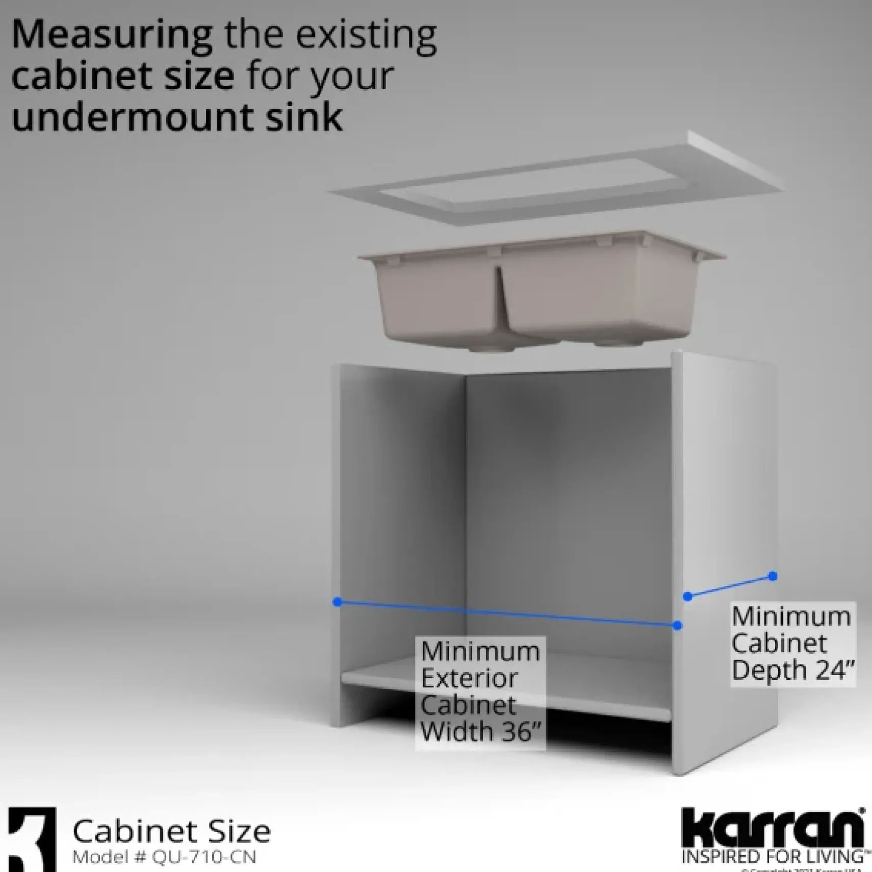 Karran 33" Undermount Quartz Composite Kitchen Sink, 50/50 Double Bowl, Concrete, QU-710-CN