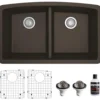 Karran 33" Undermount Quartz Composite Kitchen Sink, 50/50 Double Bowl, Brown, QU-710-BR-PK1